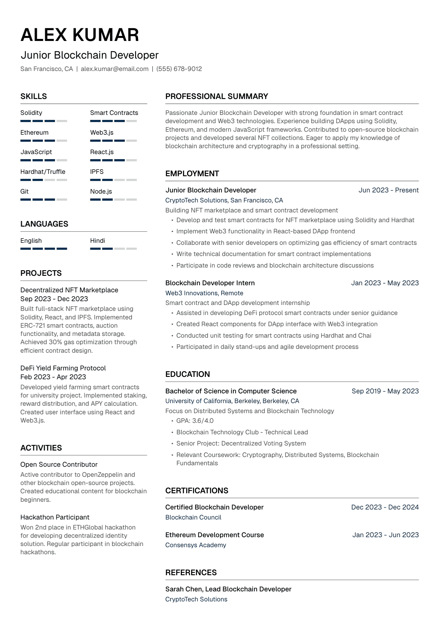 Resume example optimized with UseResume