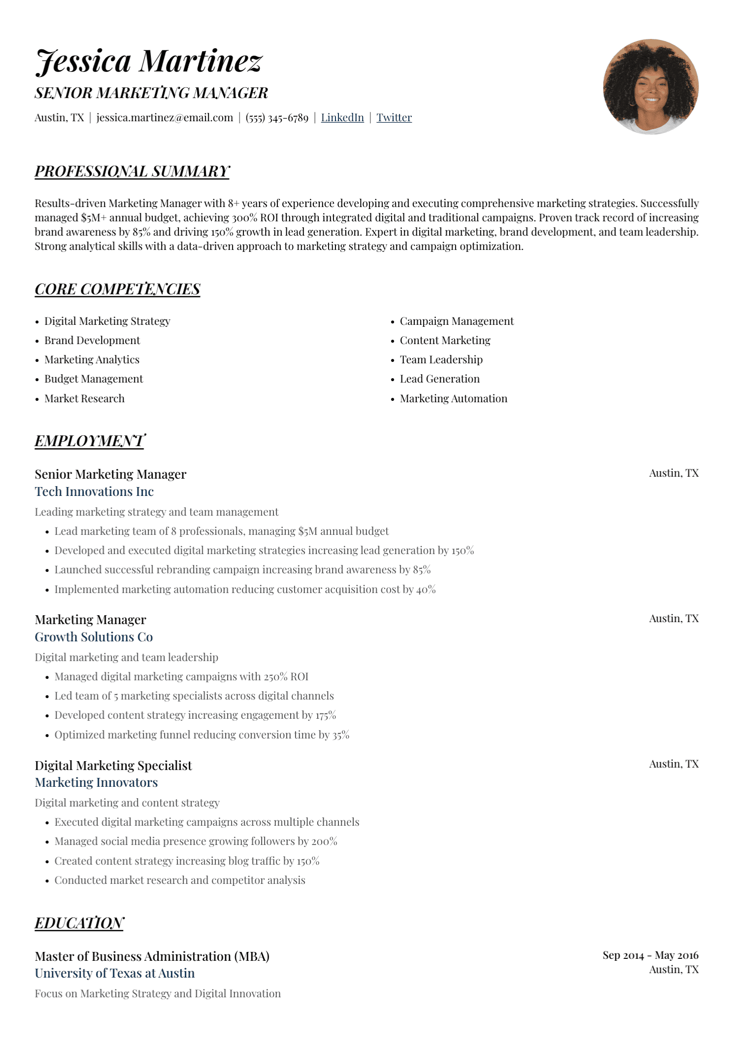 Resume example optimized with UseResume