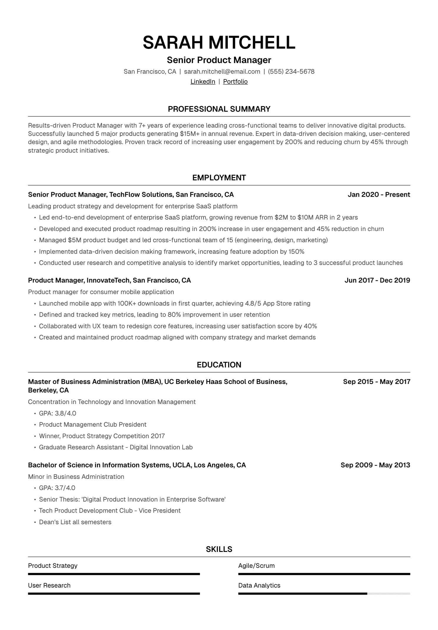 Resume example optimized with UseResume