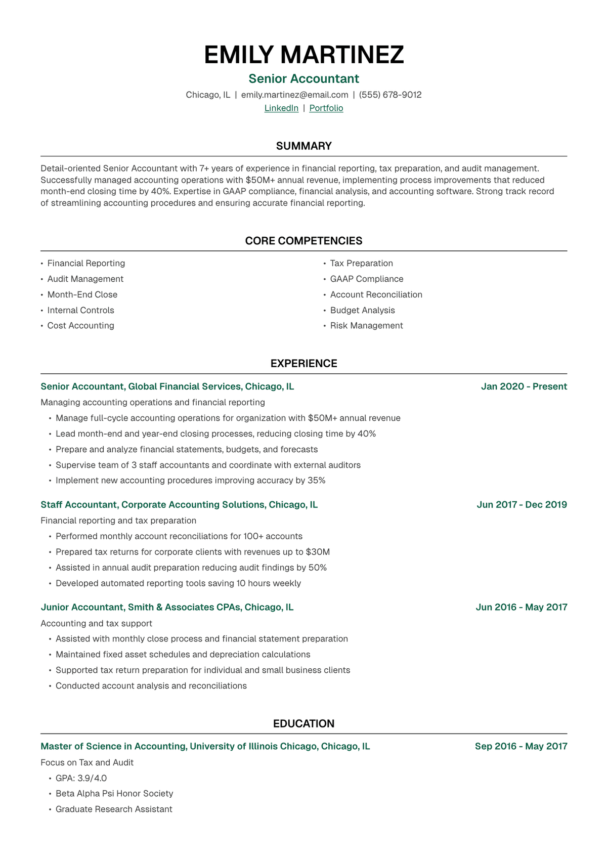 📊 Accountant Resume Template Example