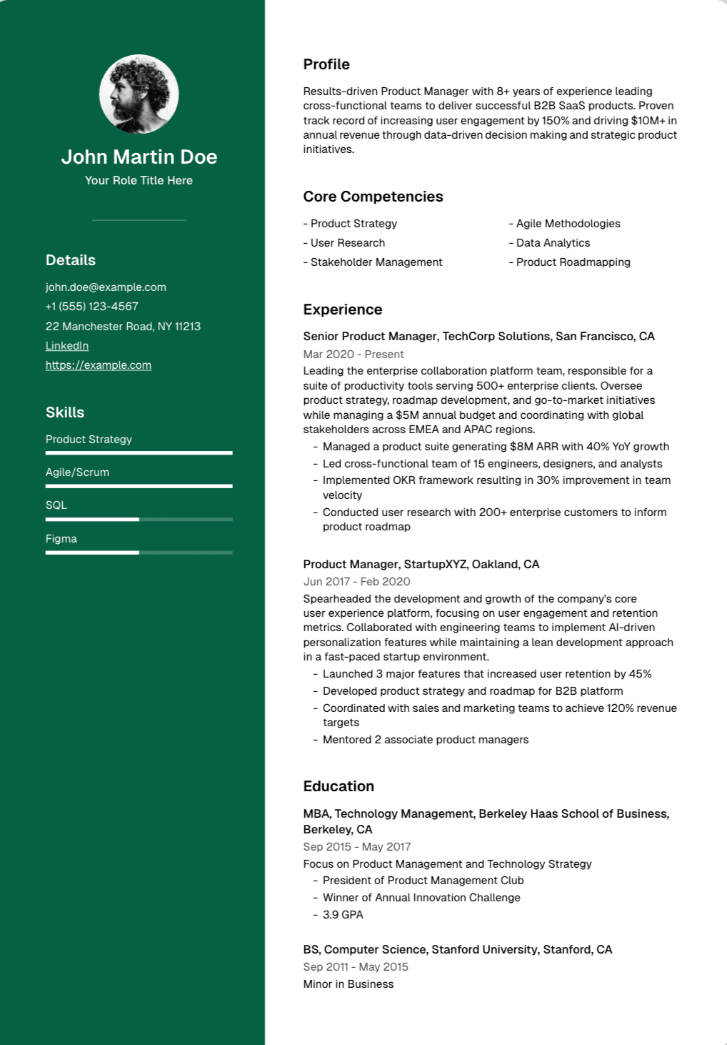 🏨 Hotel Manager Resume Template Example