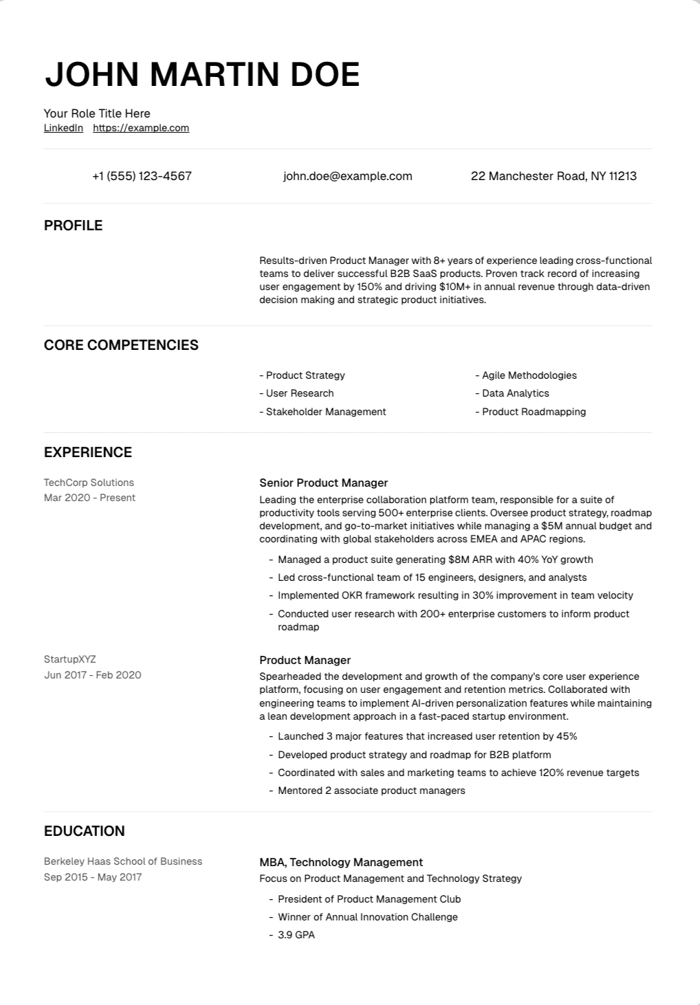 💪 Personal Trainer Resume Template Example