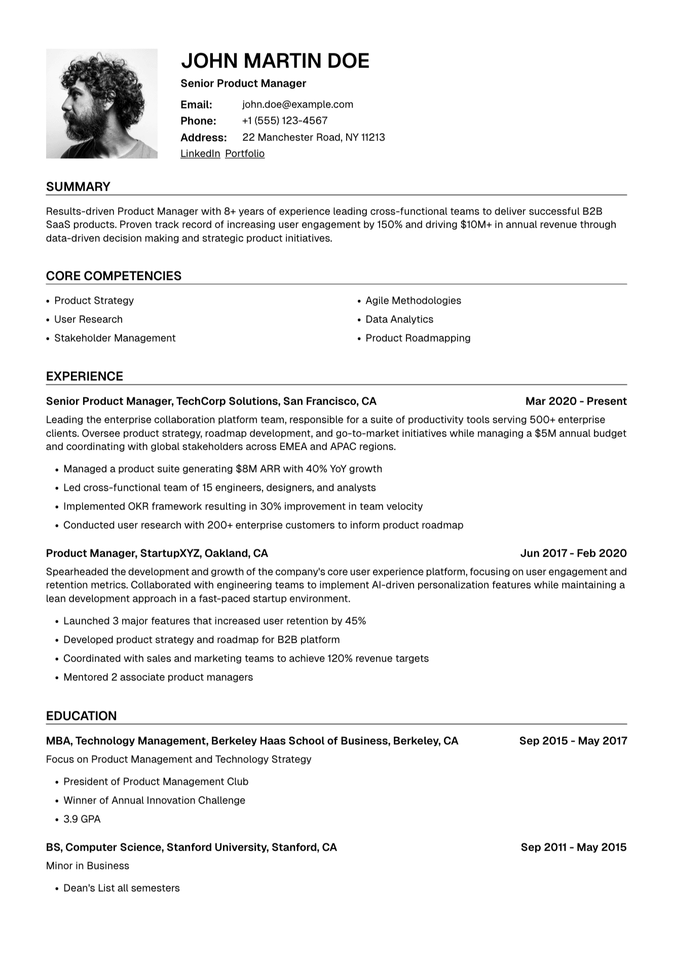 CV example optimized with UseResume