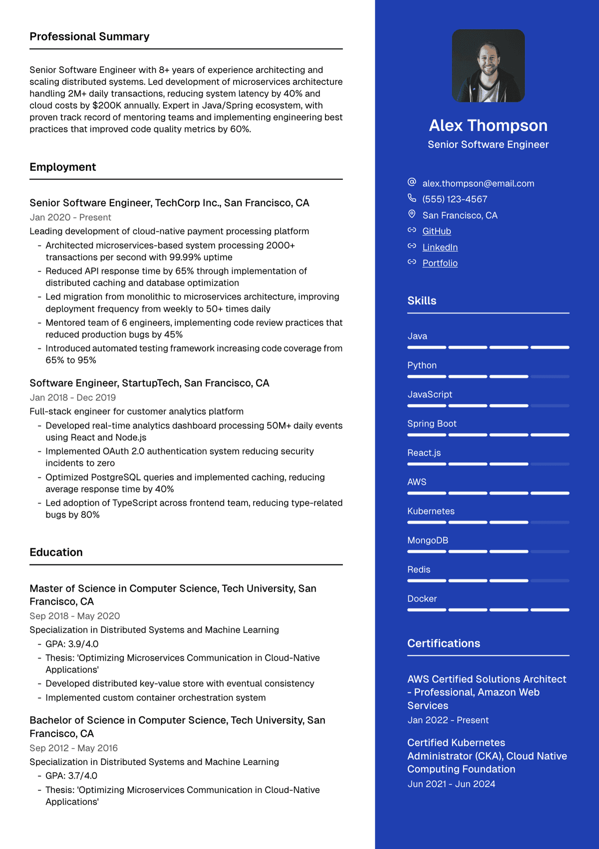 Example resume being parsed by the Resume Data API