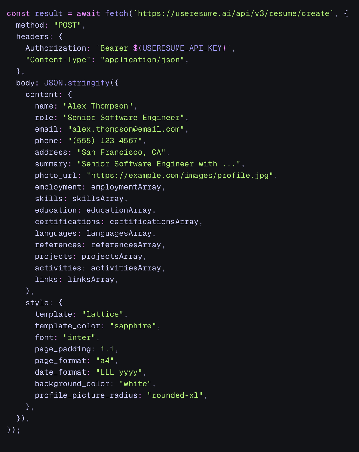 Request Example
