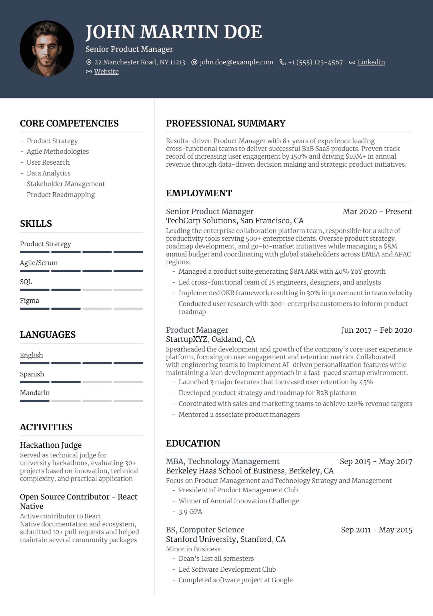 Vantage template example