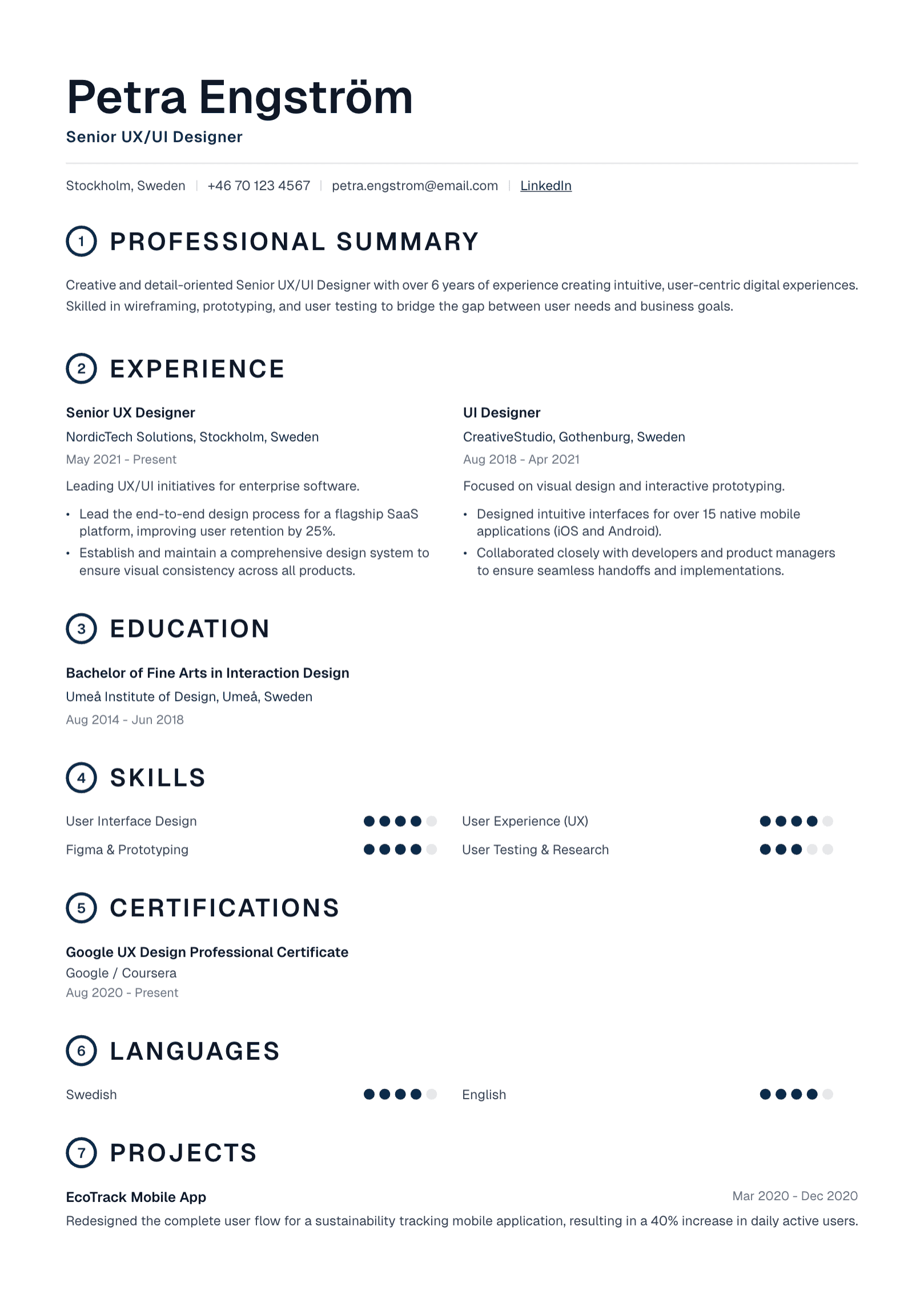 Folio template example