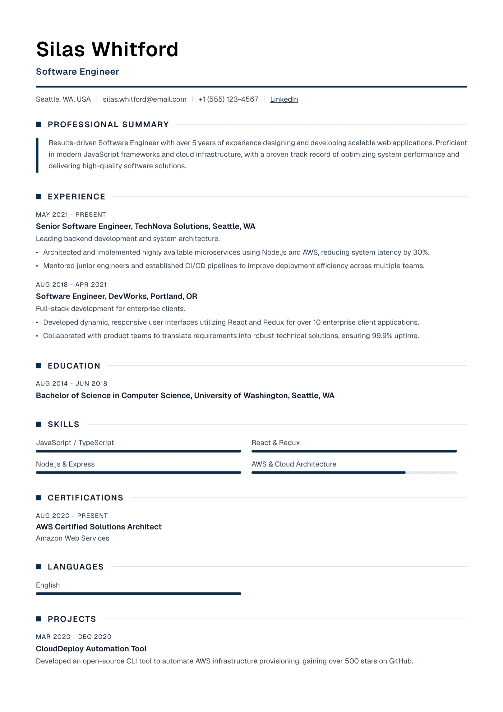 Verso template example