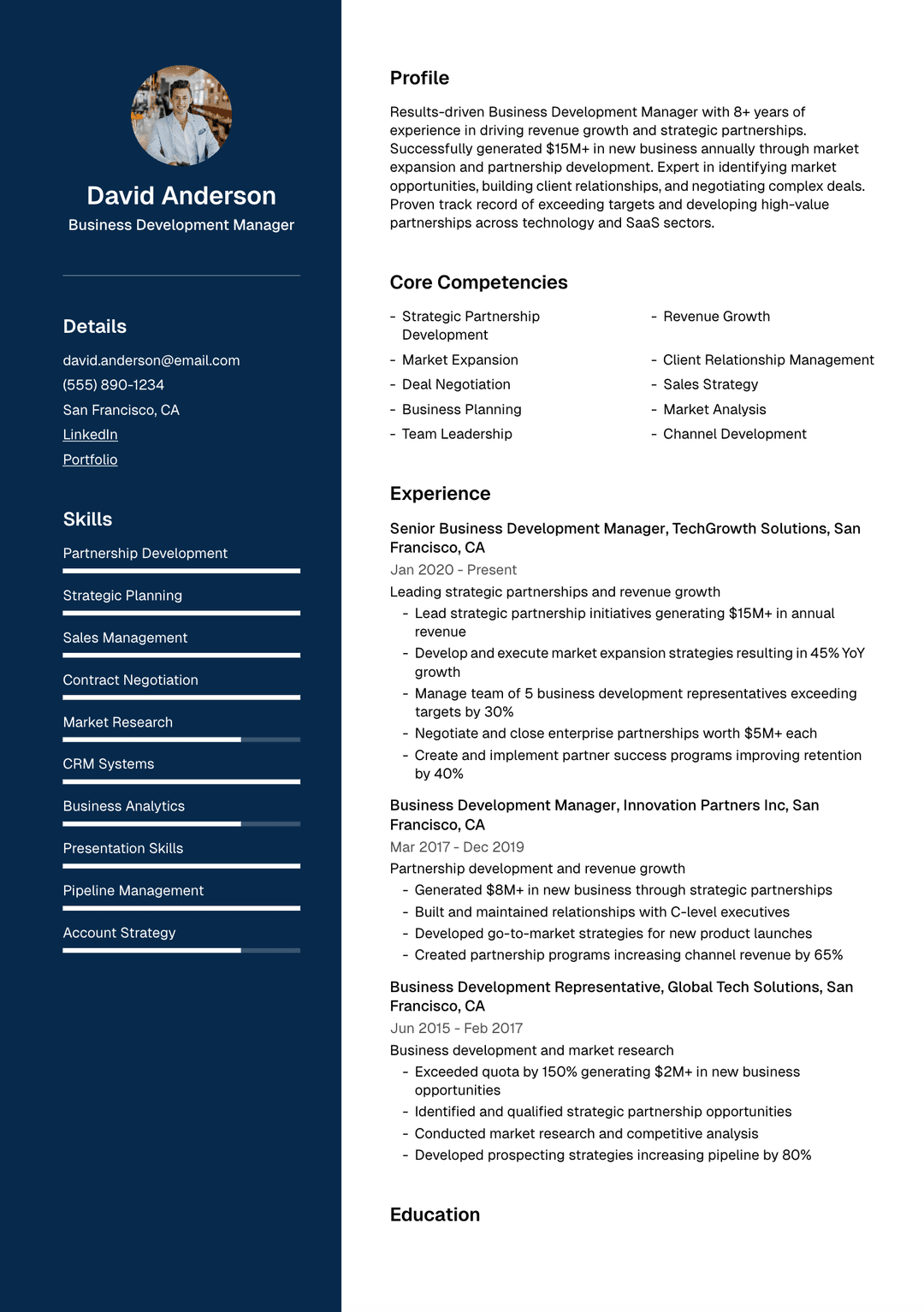 Business Development Manager resume