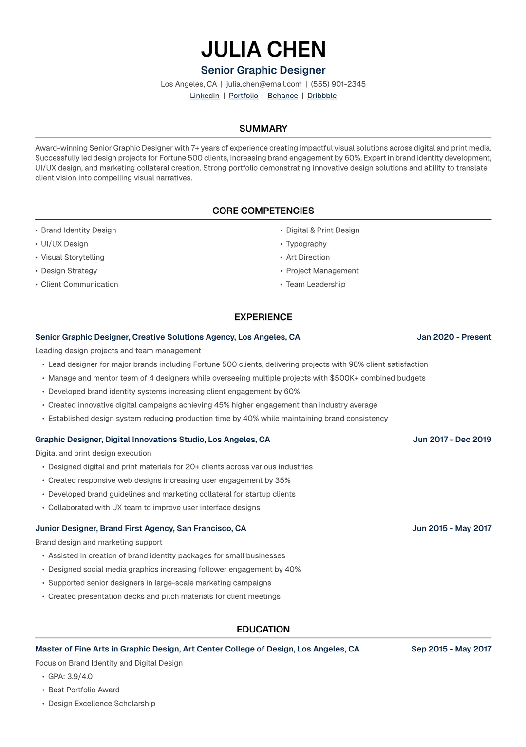 🎨 Graphic Designer Resume Template Example