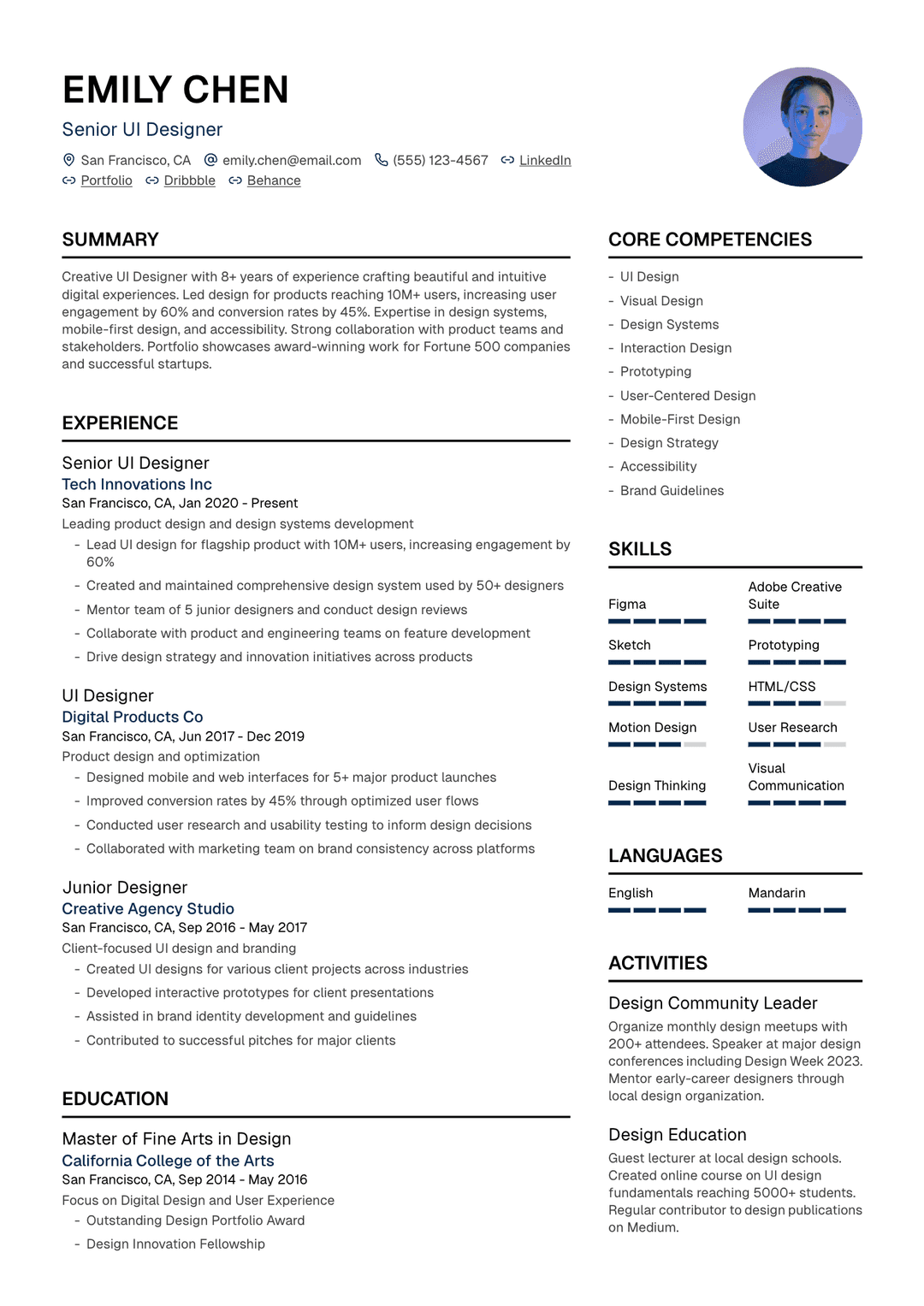 🎨 UX Designer Resume Template Example