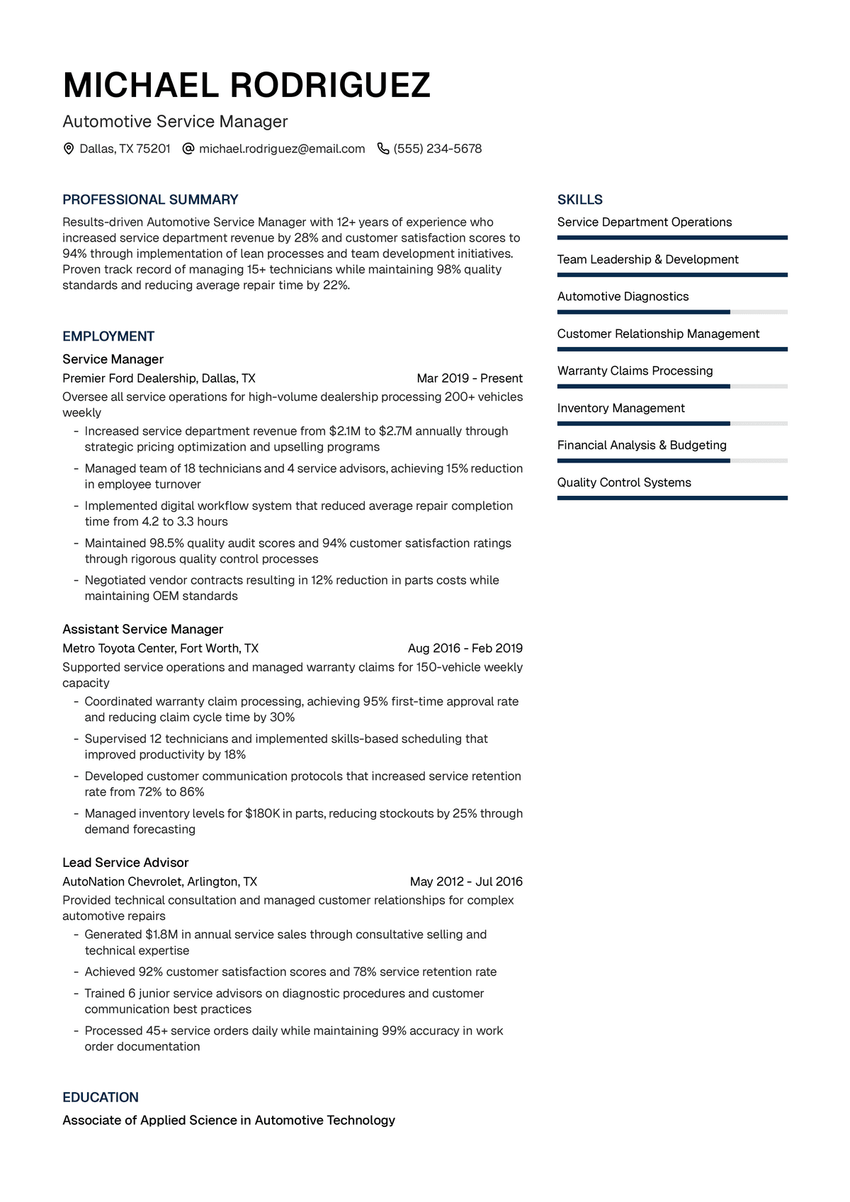 Automotive Service Manager