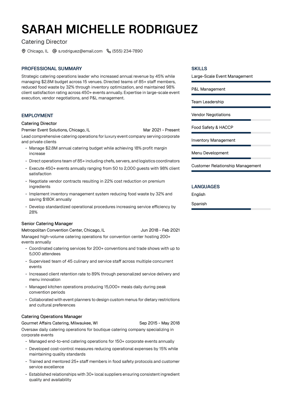 Catering Director