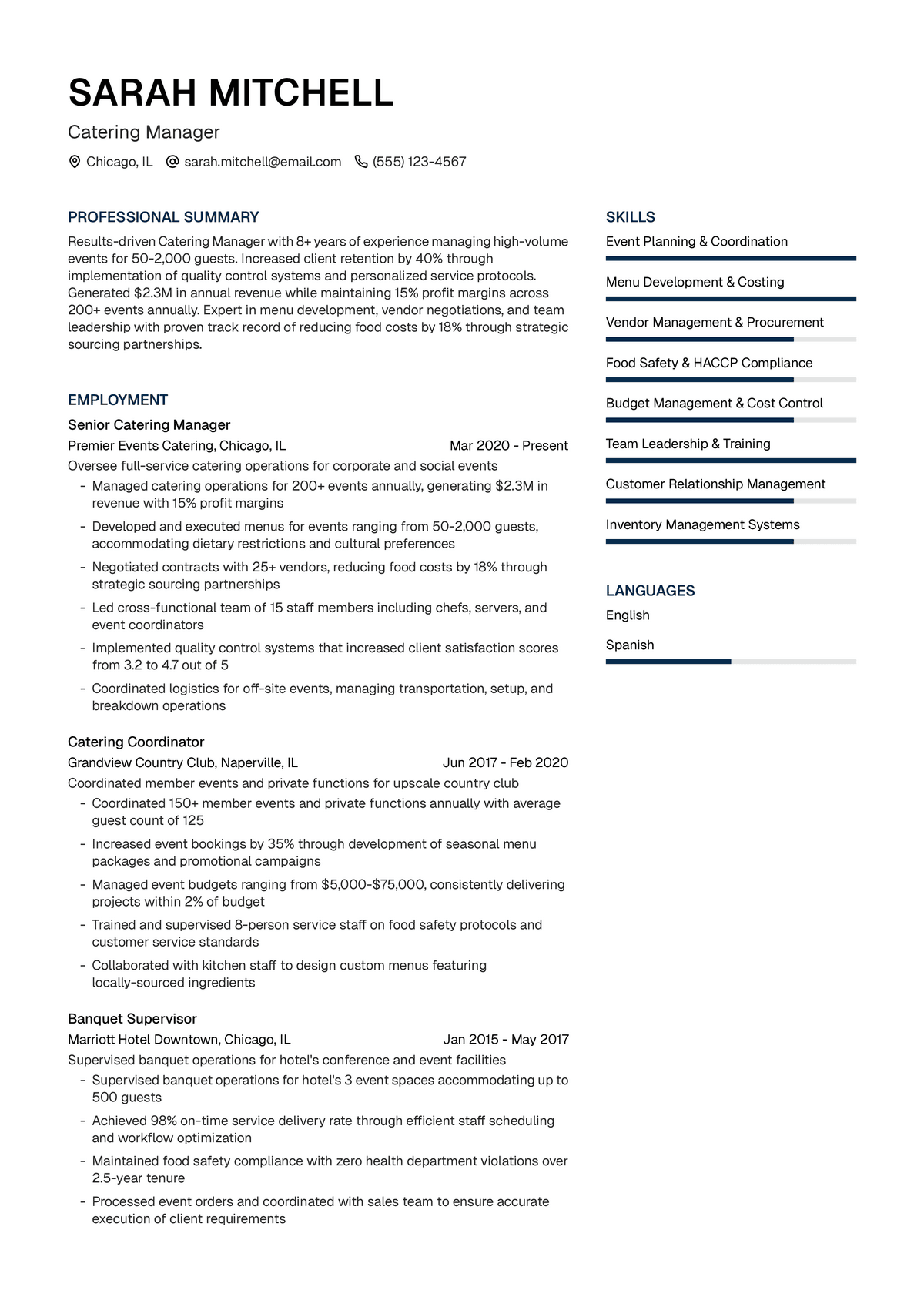 Catering Manager