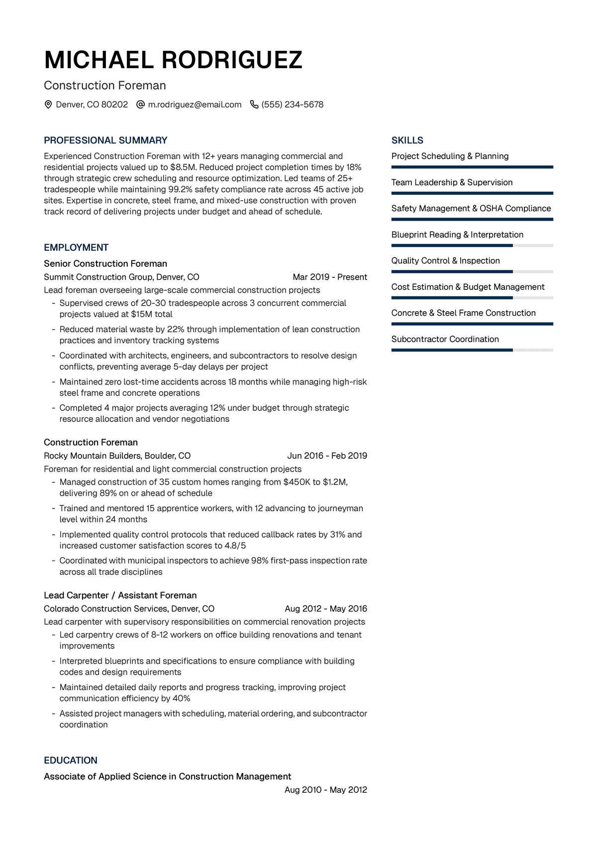 Construction Foreman