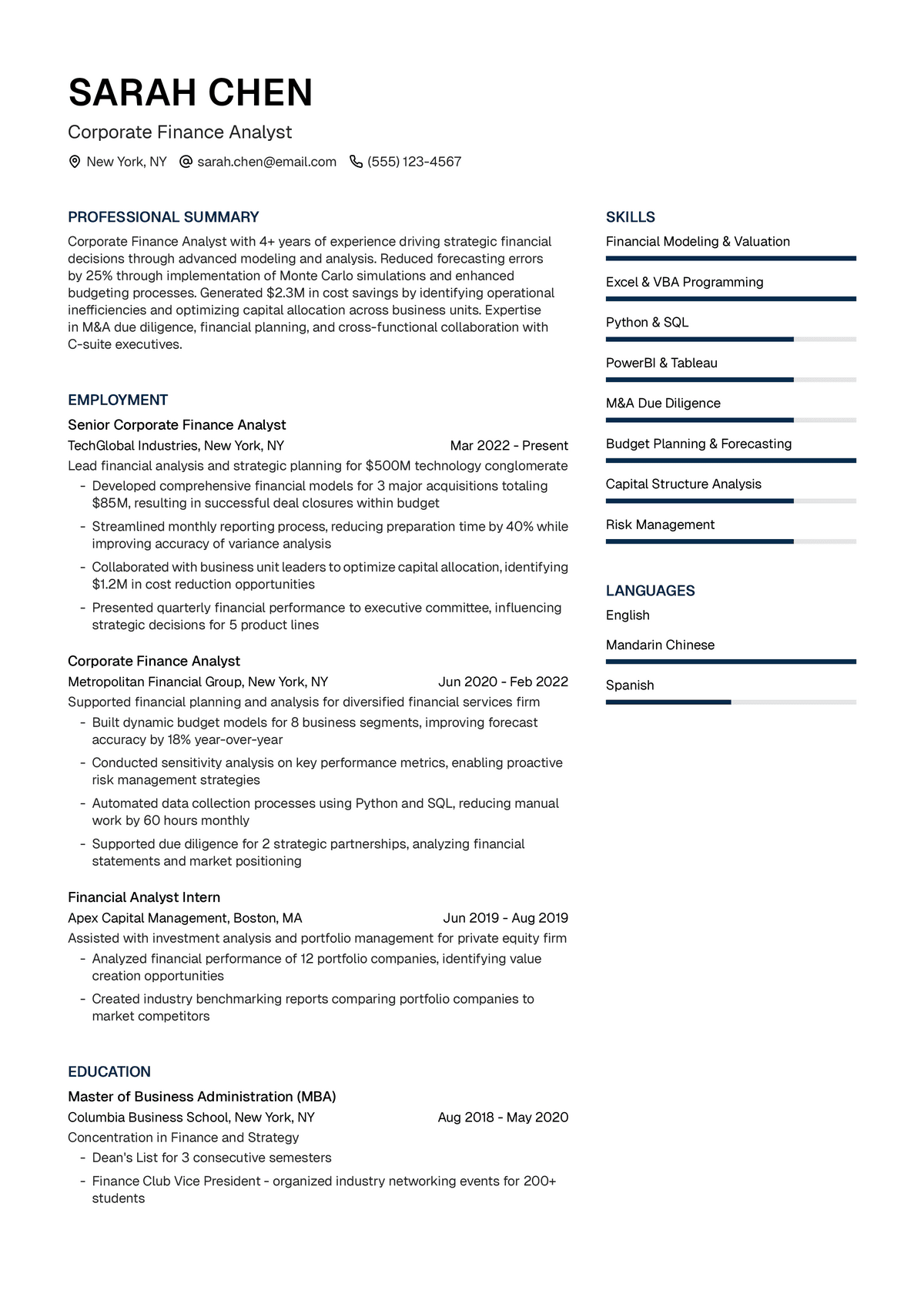 Corporate Finance Analyst