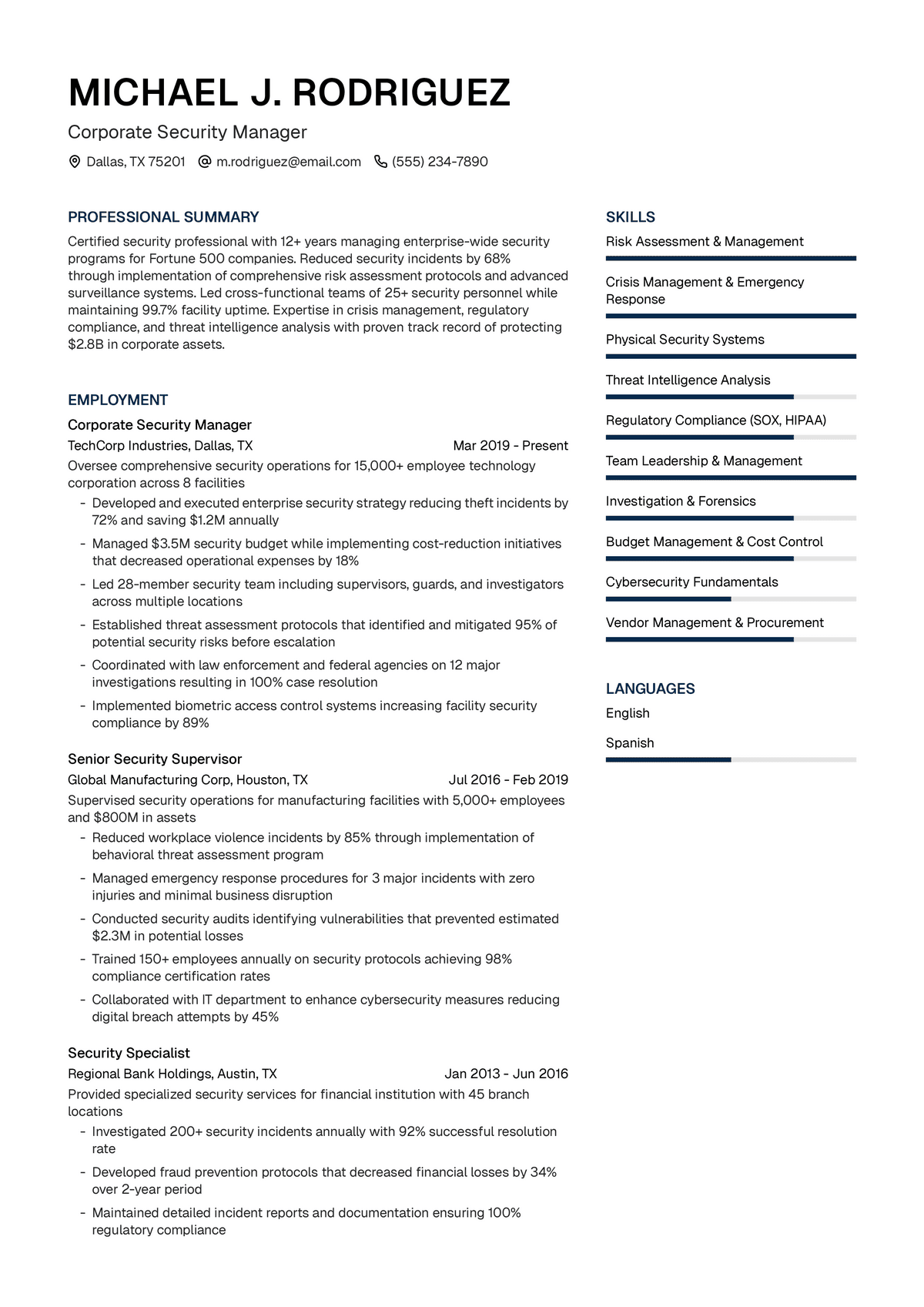 Corporate Security Manager