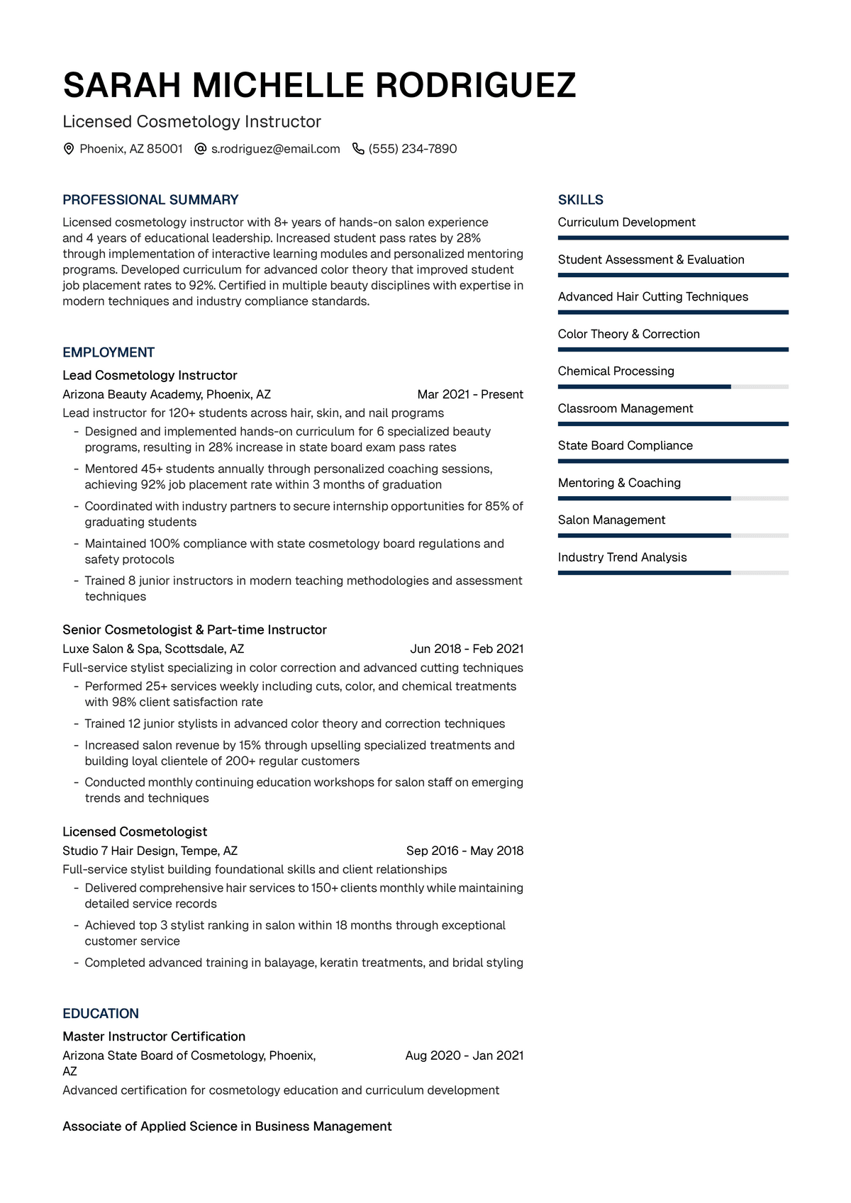 Cosmetology Instructor