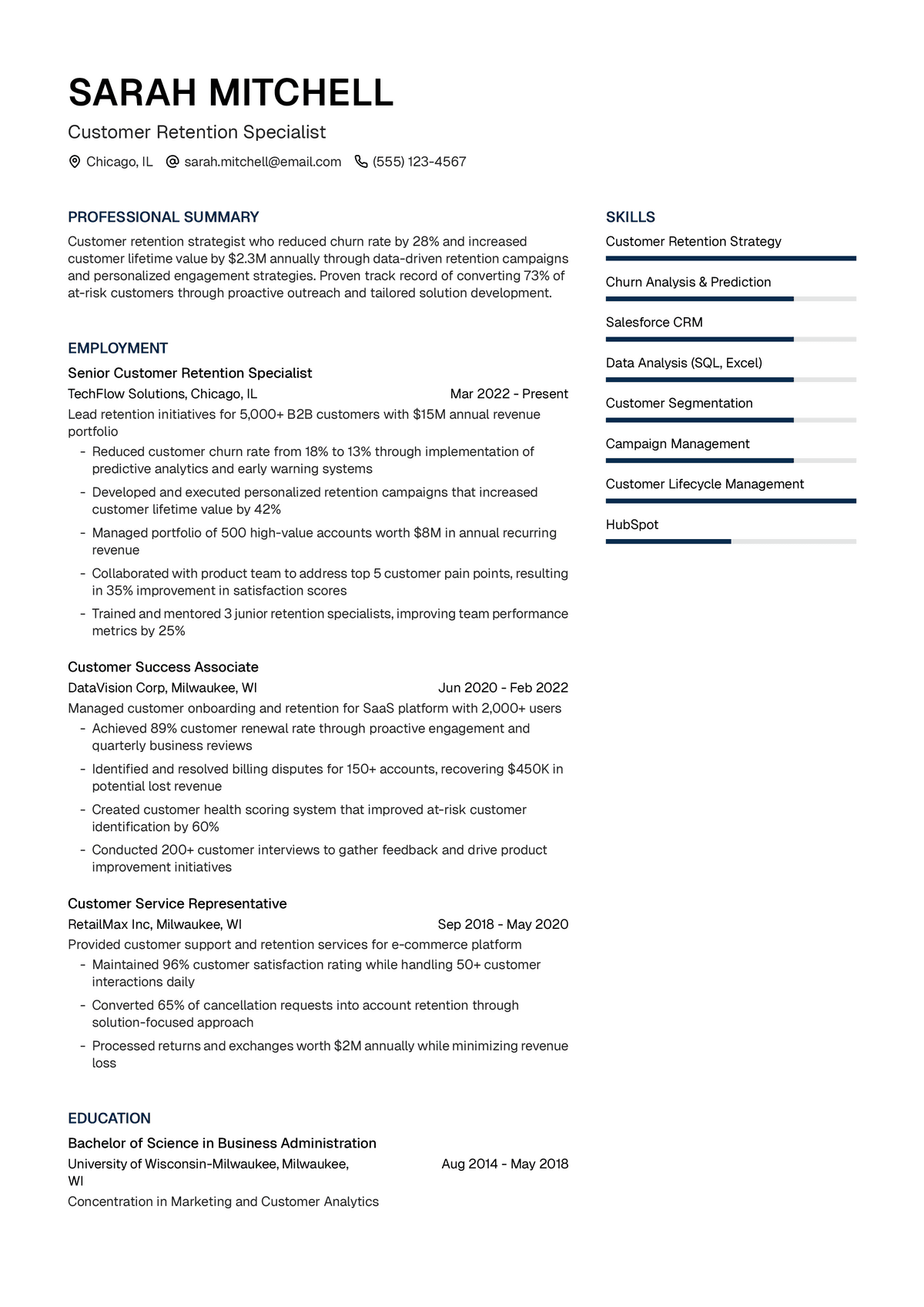 Customer Retention Specialist