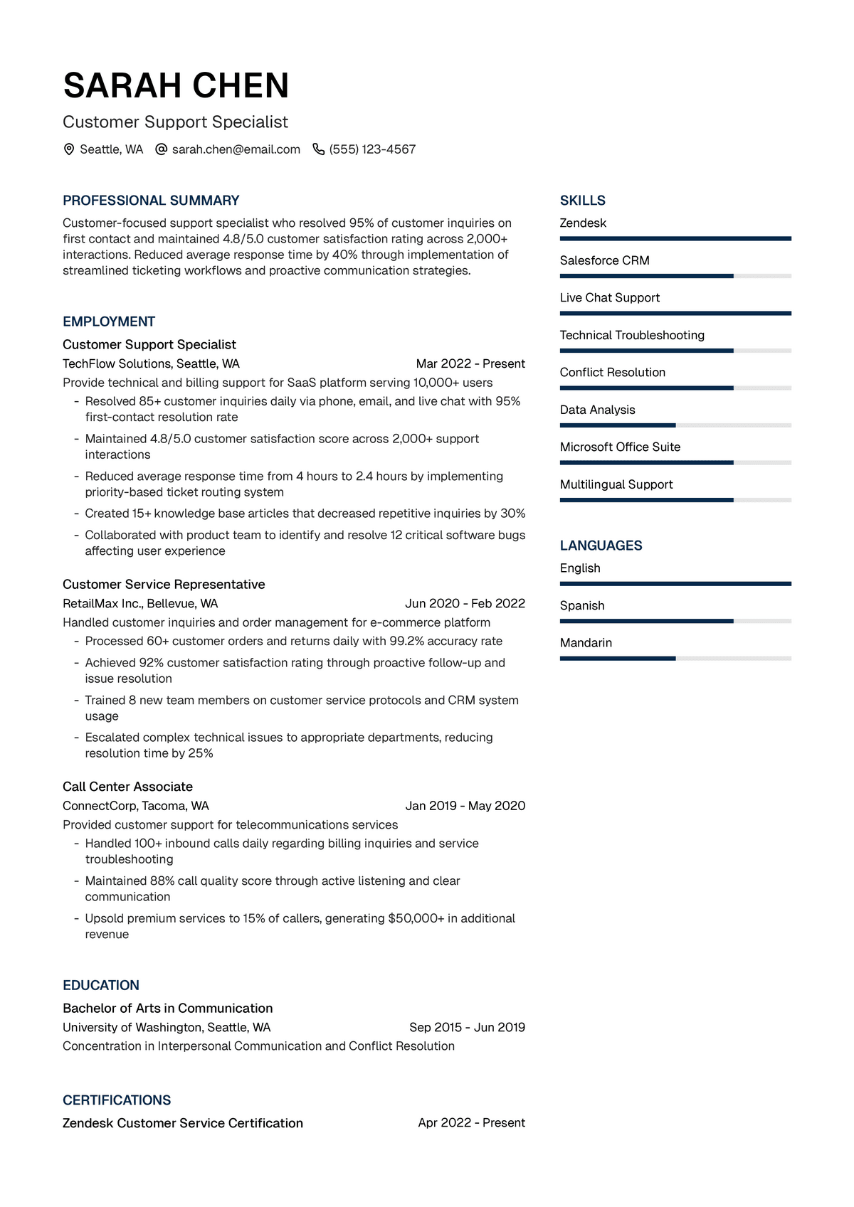 Customer Support Specialist