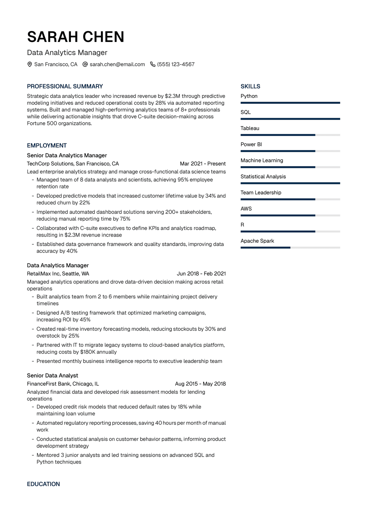 Data Analytics Manager