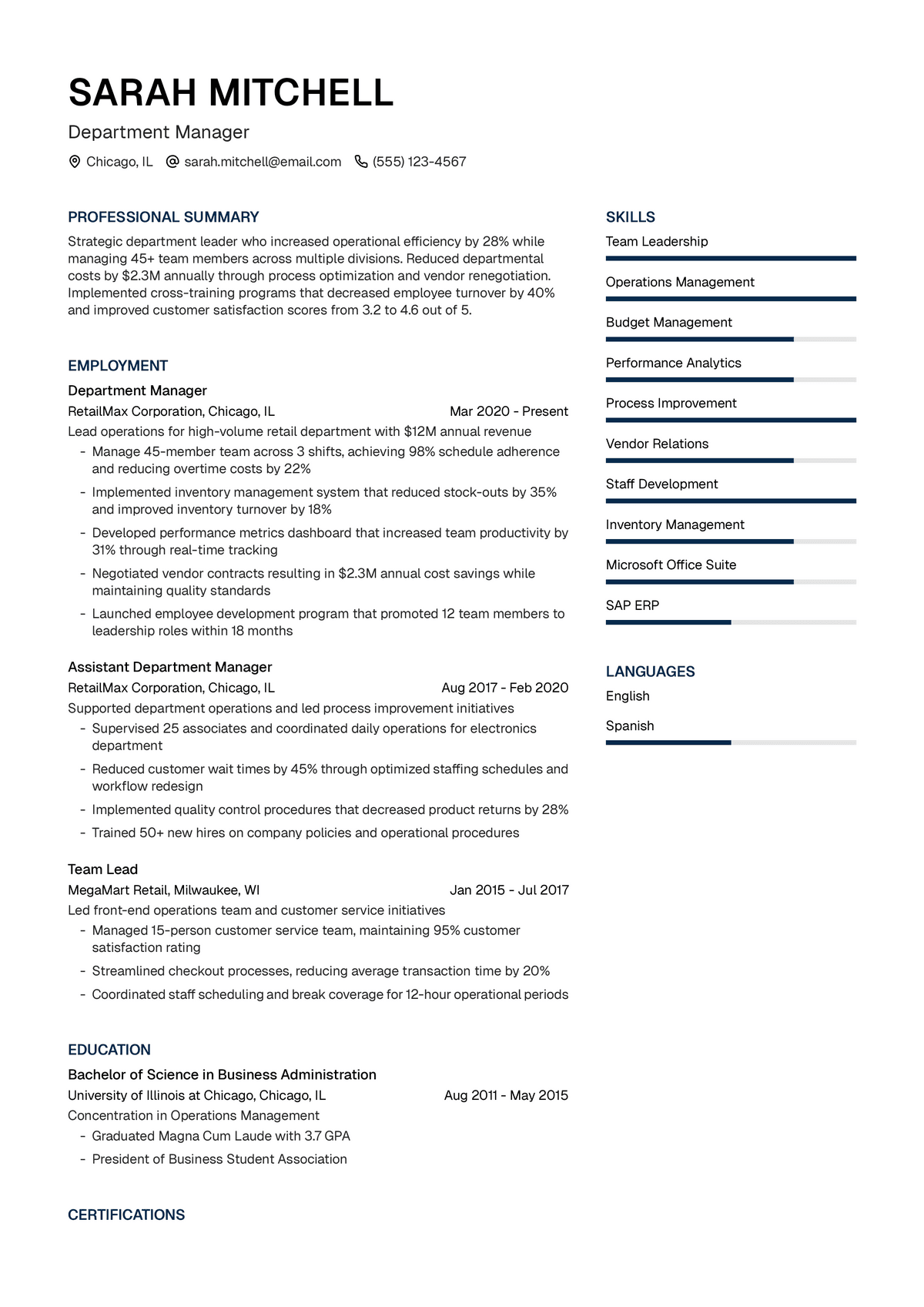 Department Manager
