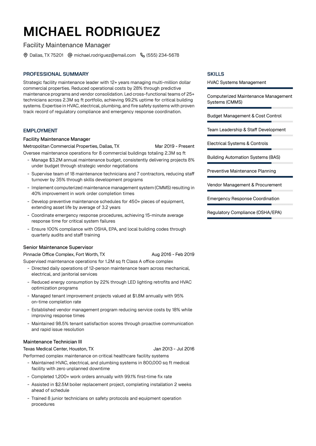 Facility Maintenance Manager