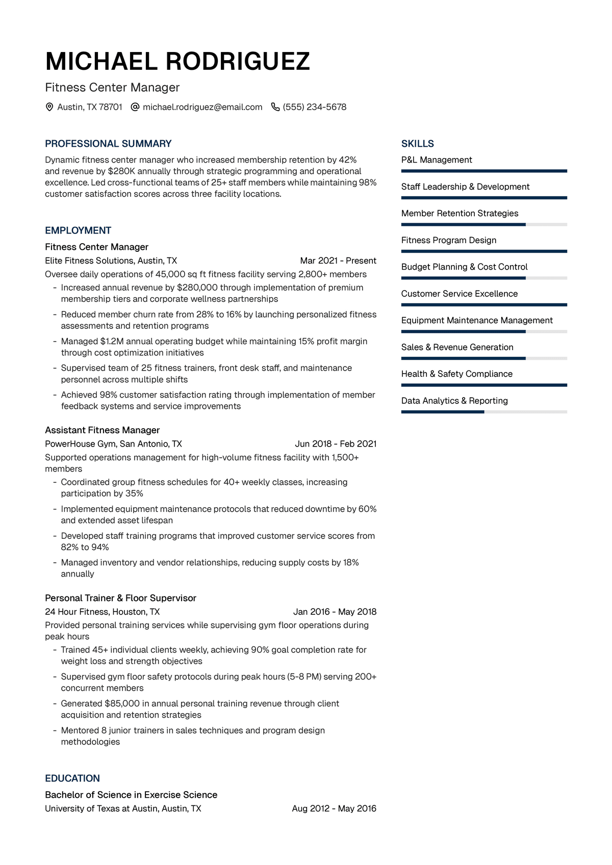 Fitness Center Manager