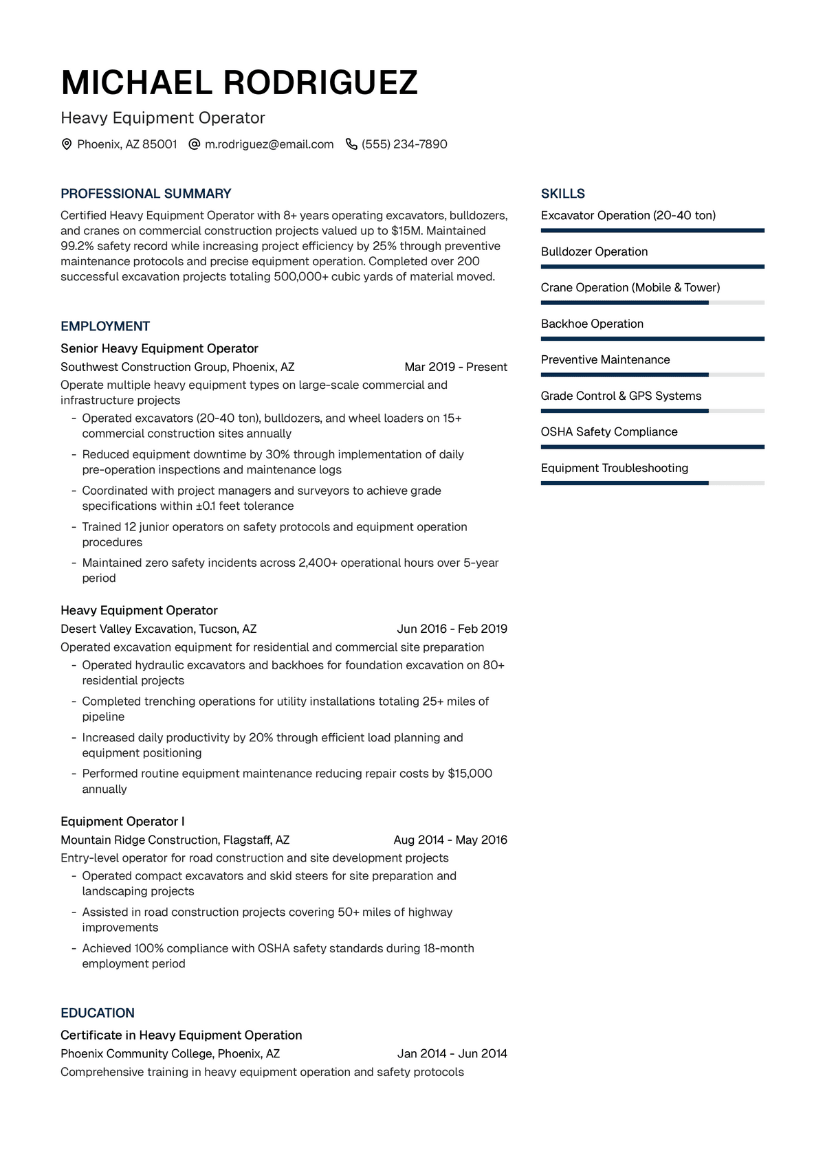 Heavy Equipment Operator