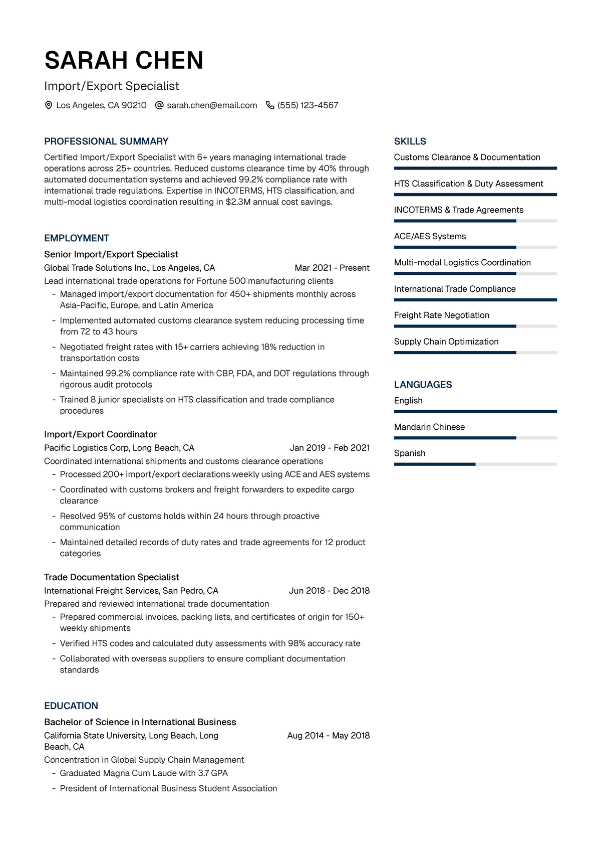 Import/Export Specialist