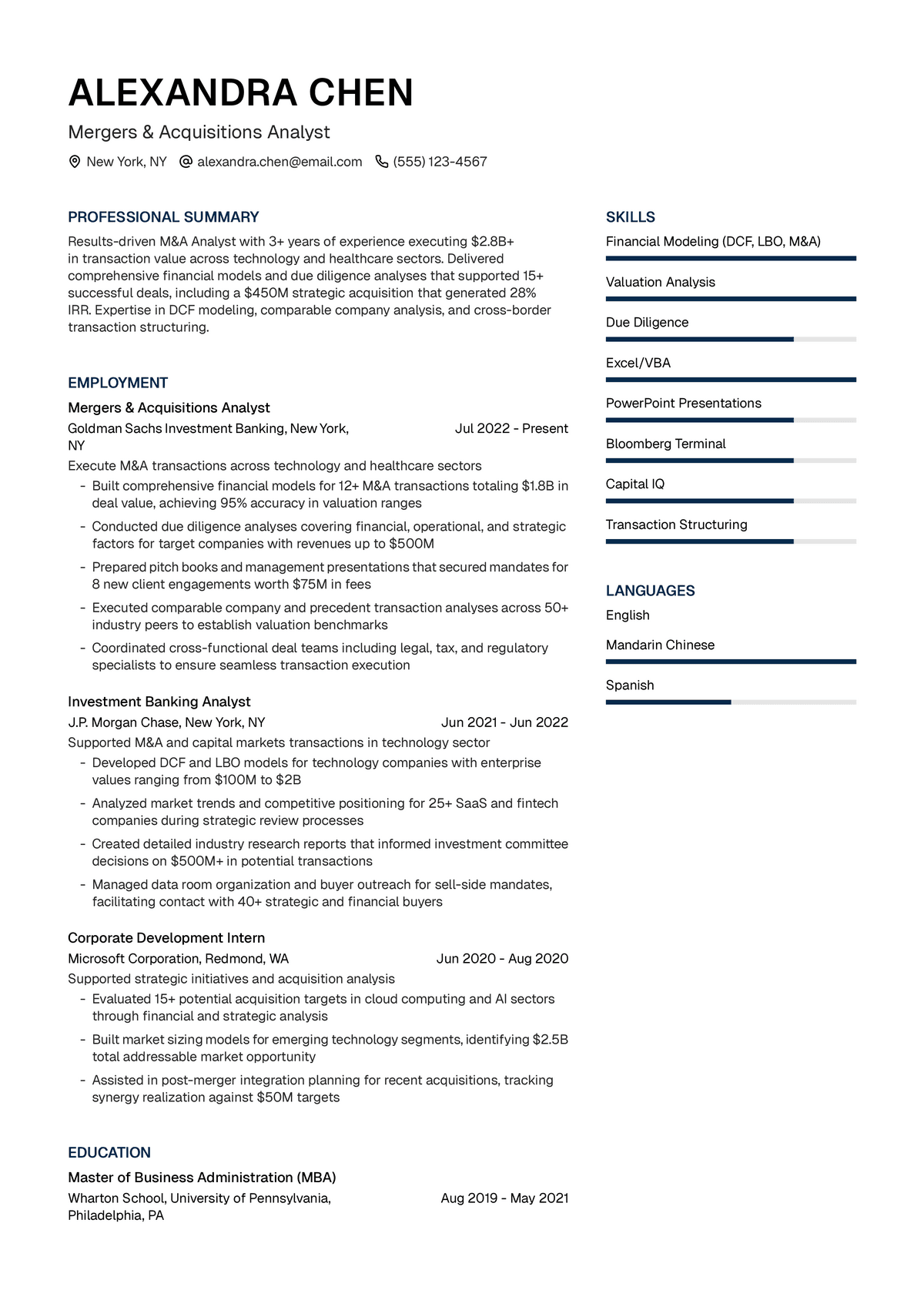 Mergers & Acquisitions Analyst