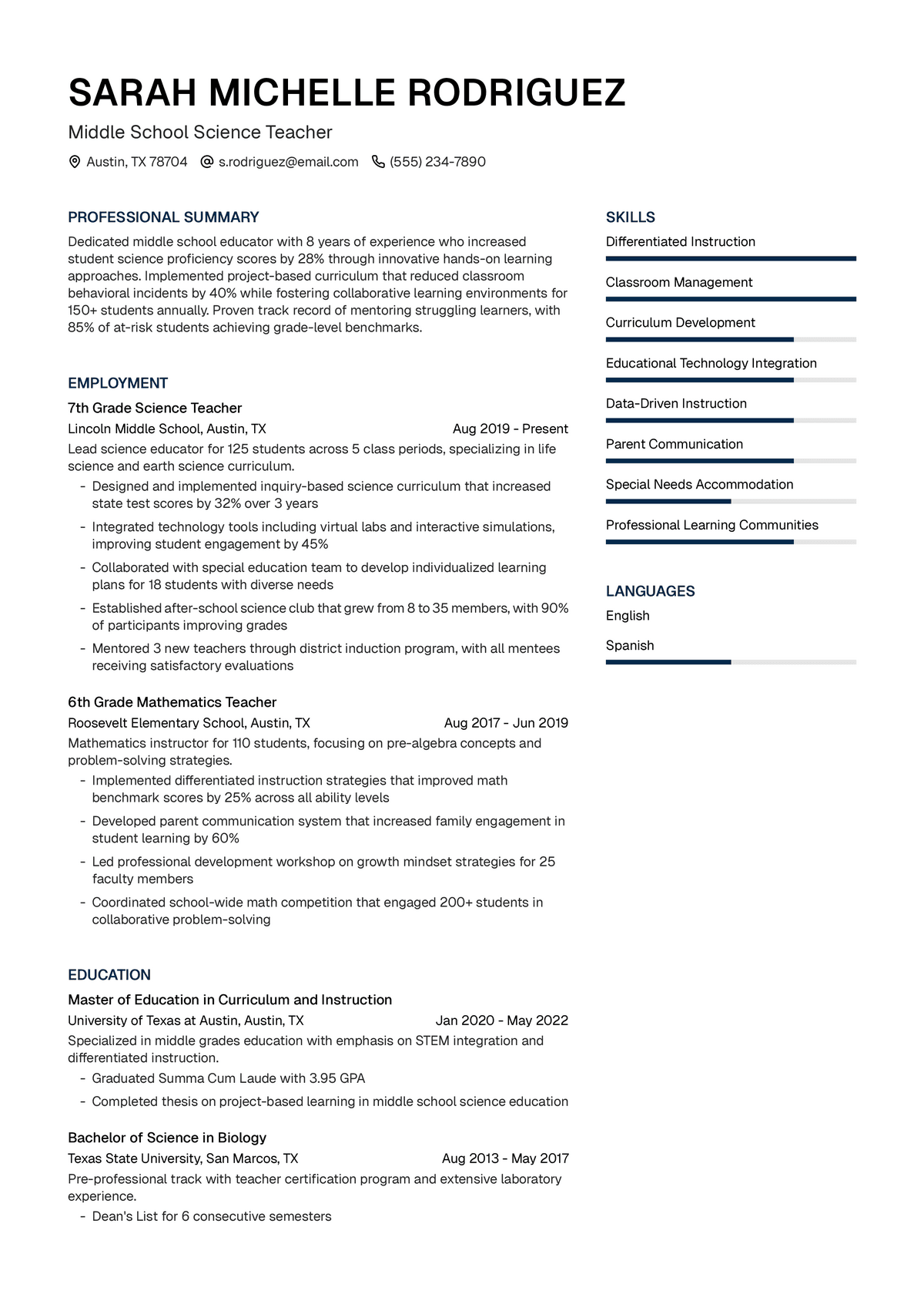 Middle School Teacher