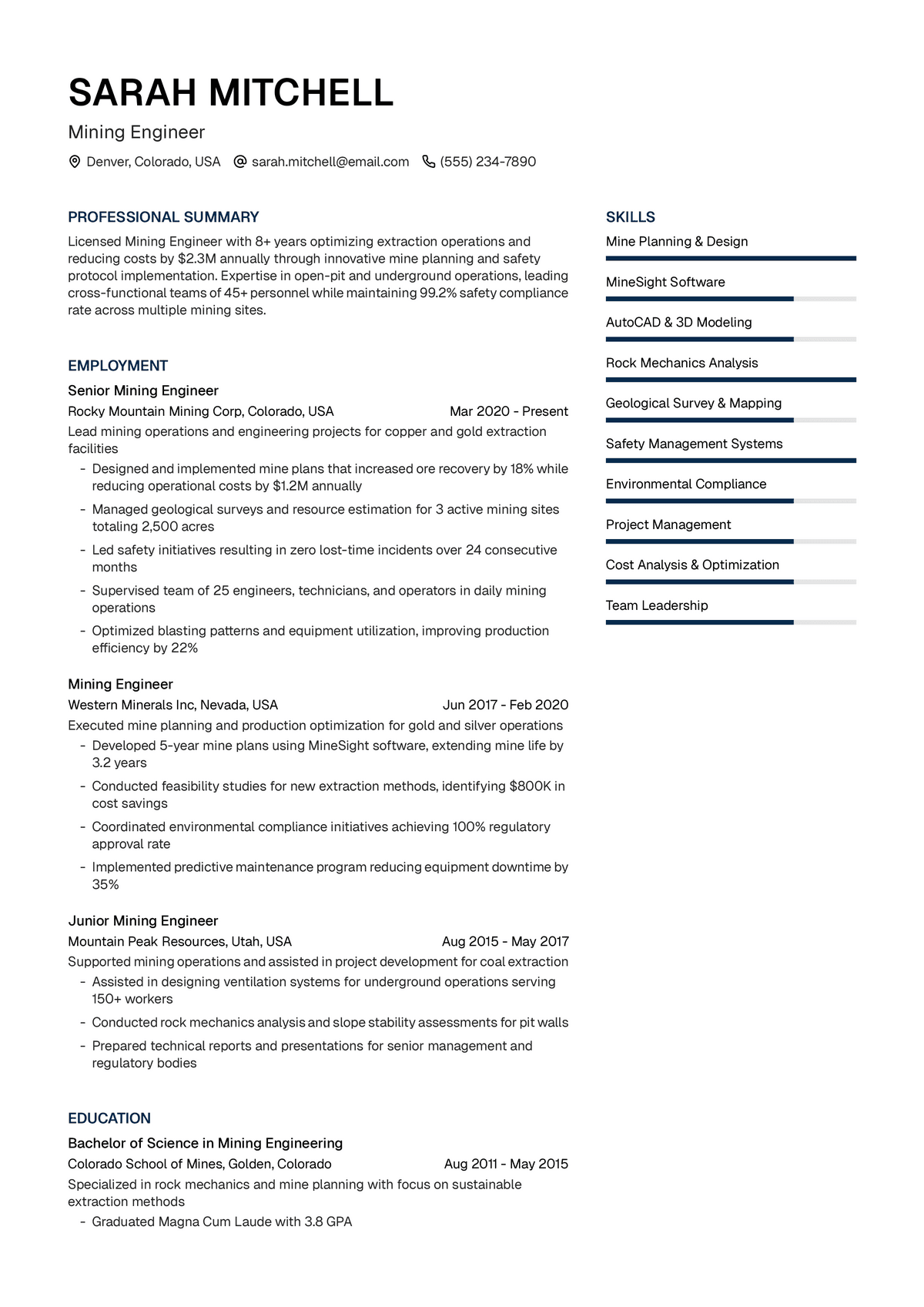 Mining Engineer