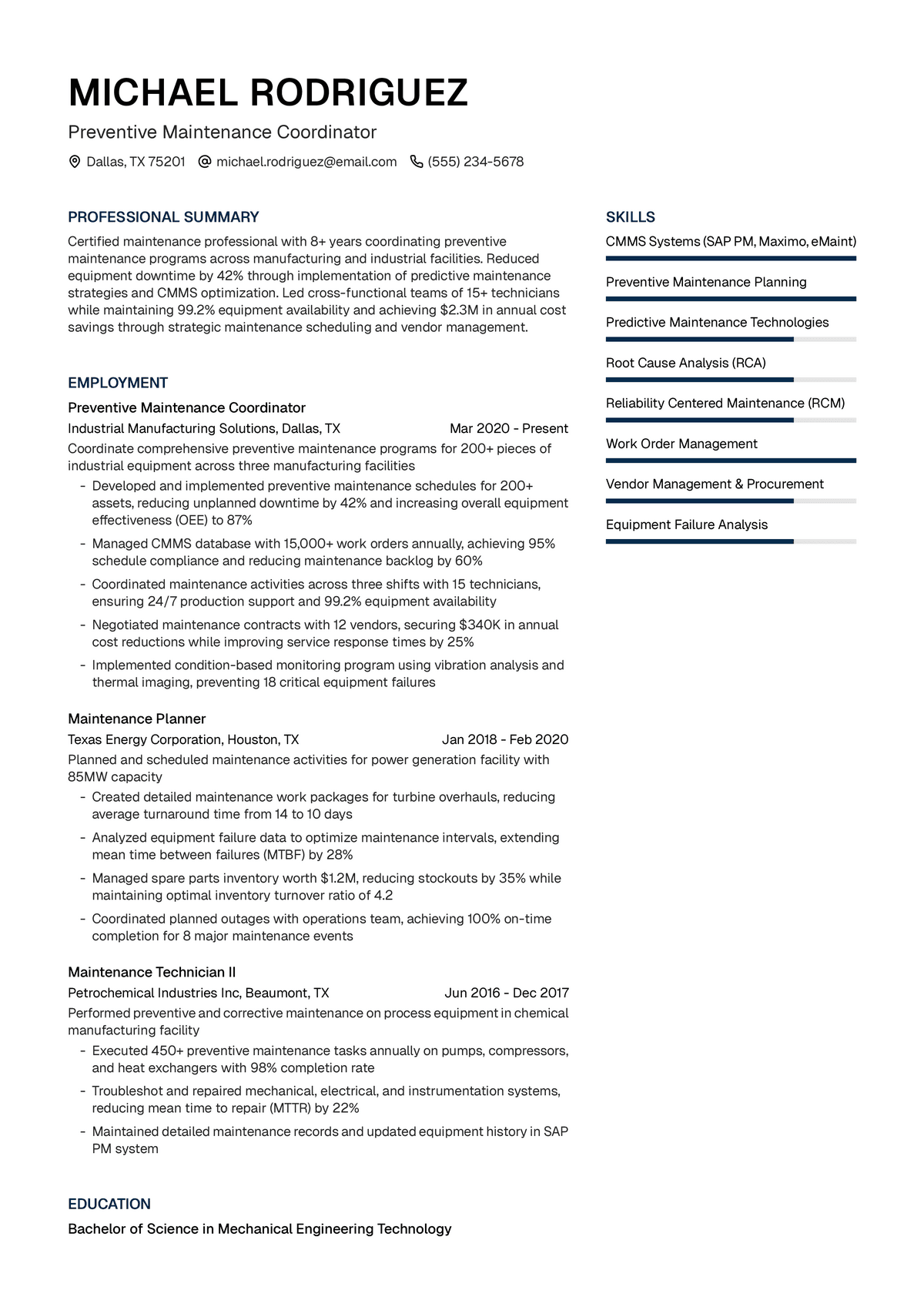 Preventive Maintenance Coordinator