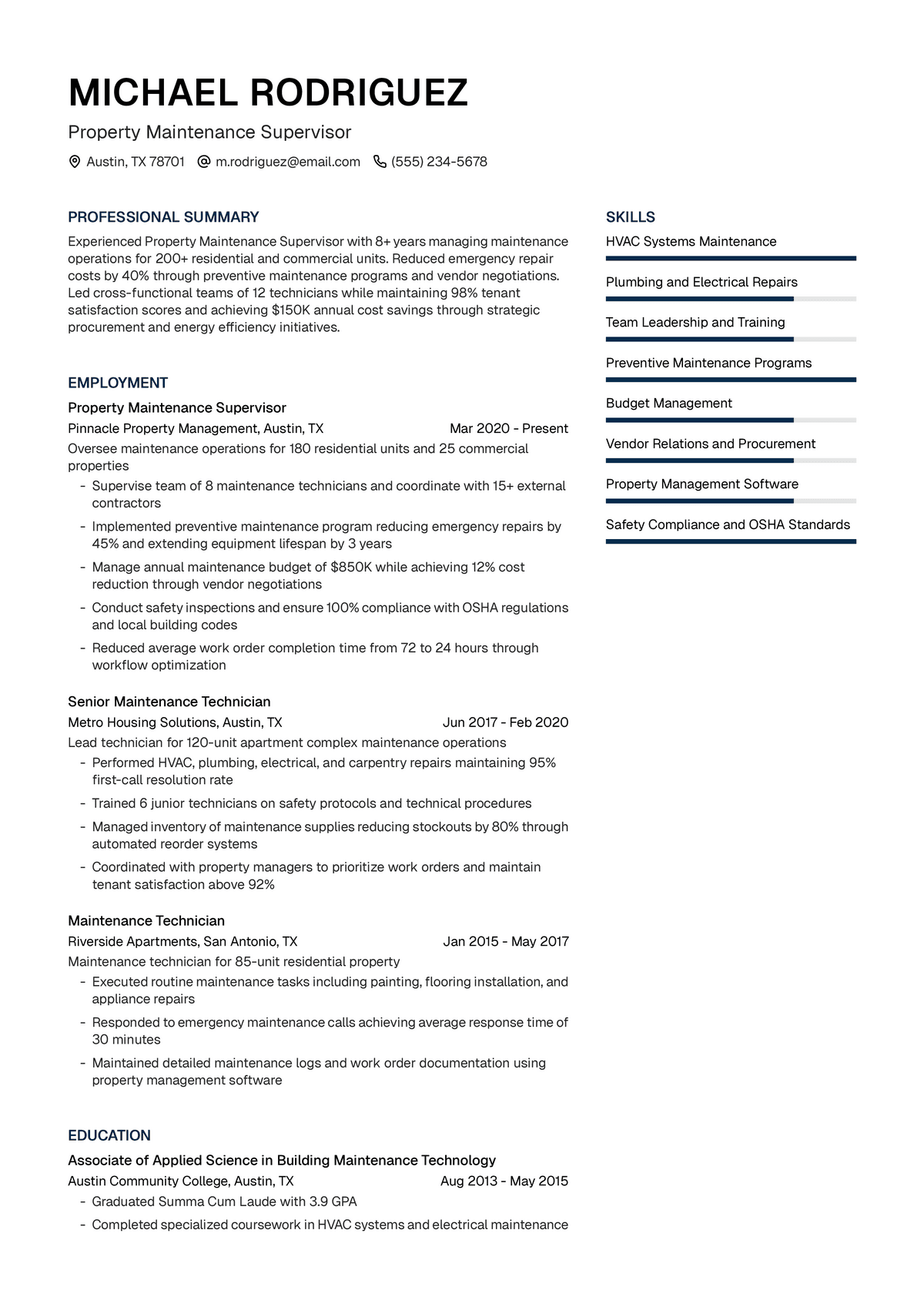 Property Maintenance Supervisor