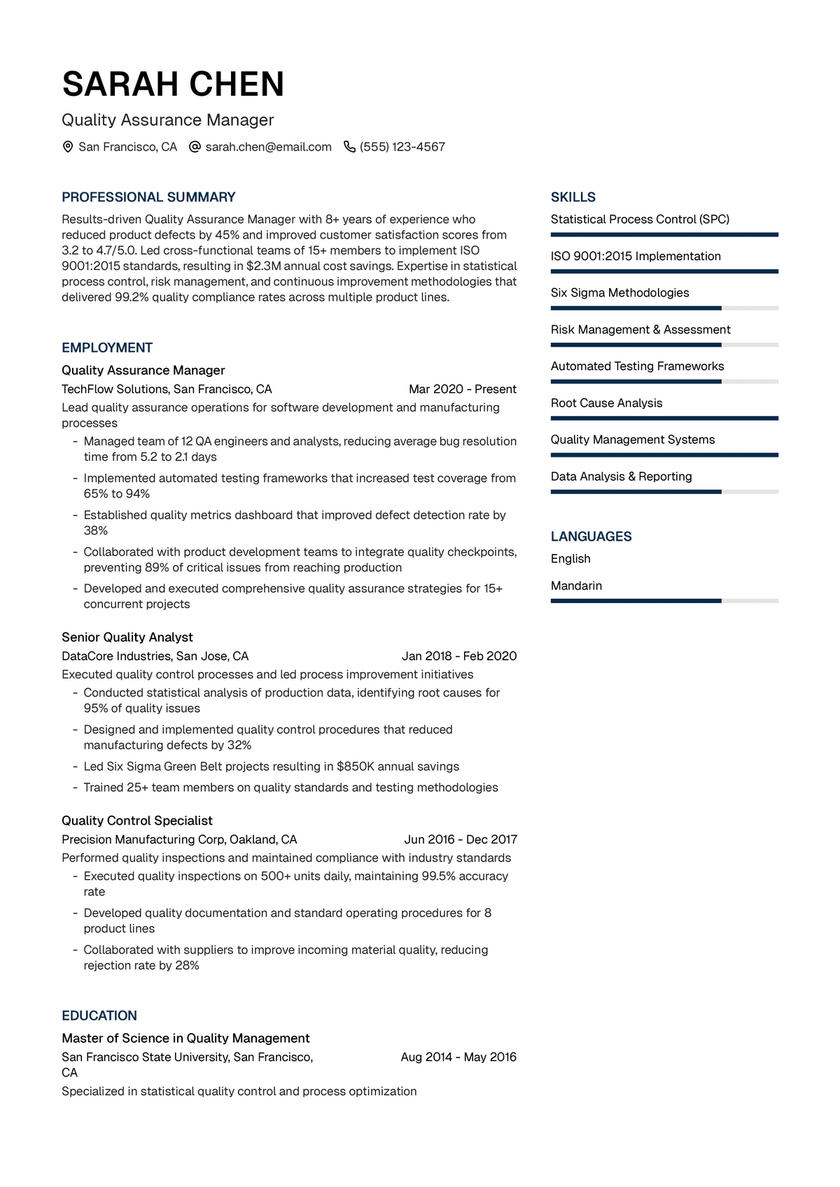 Quality Assurance Manager