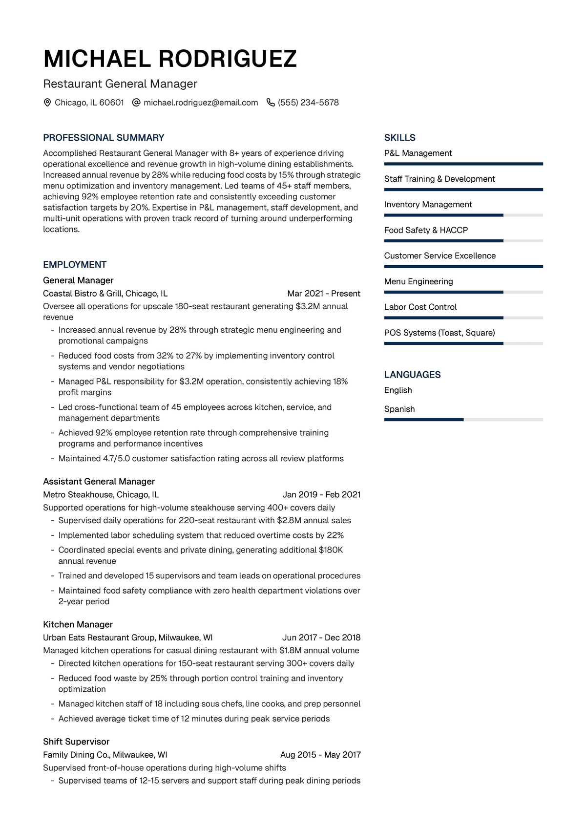 Restaurant General Manager