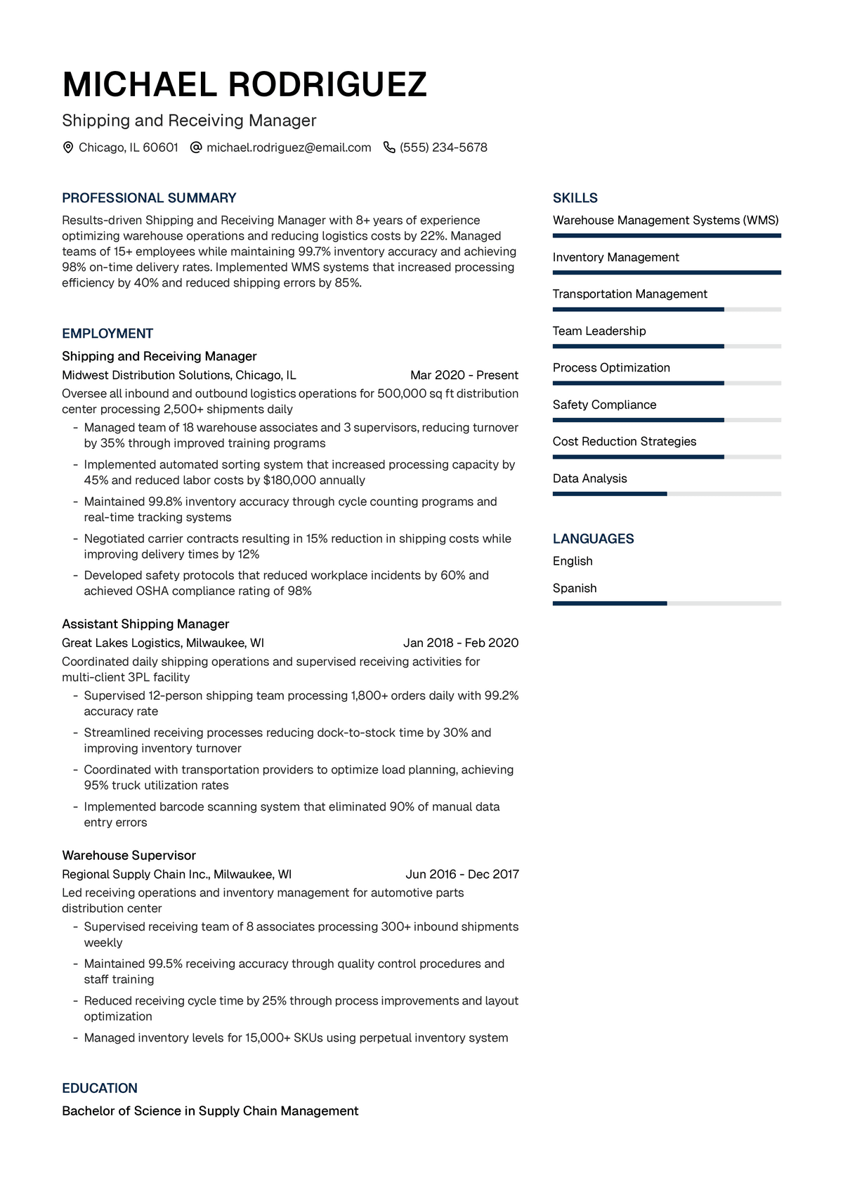 Shipping and Receiving Manager