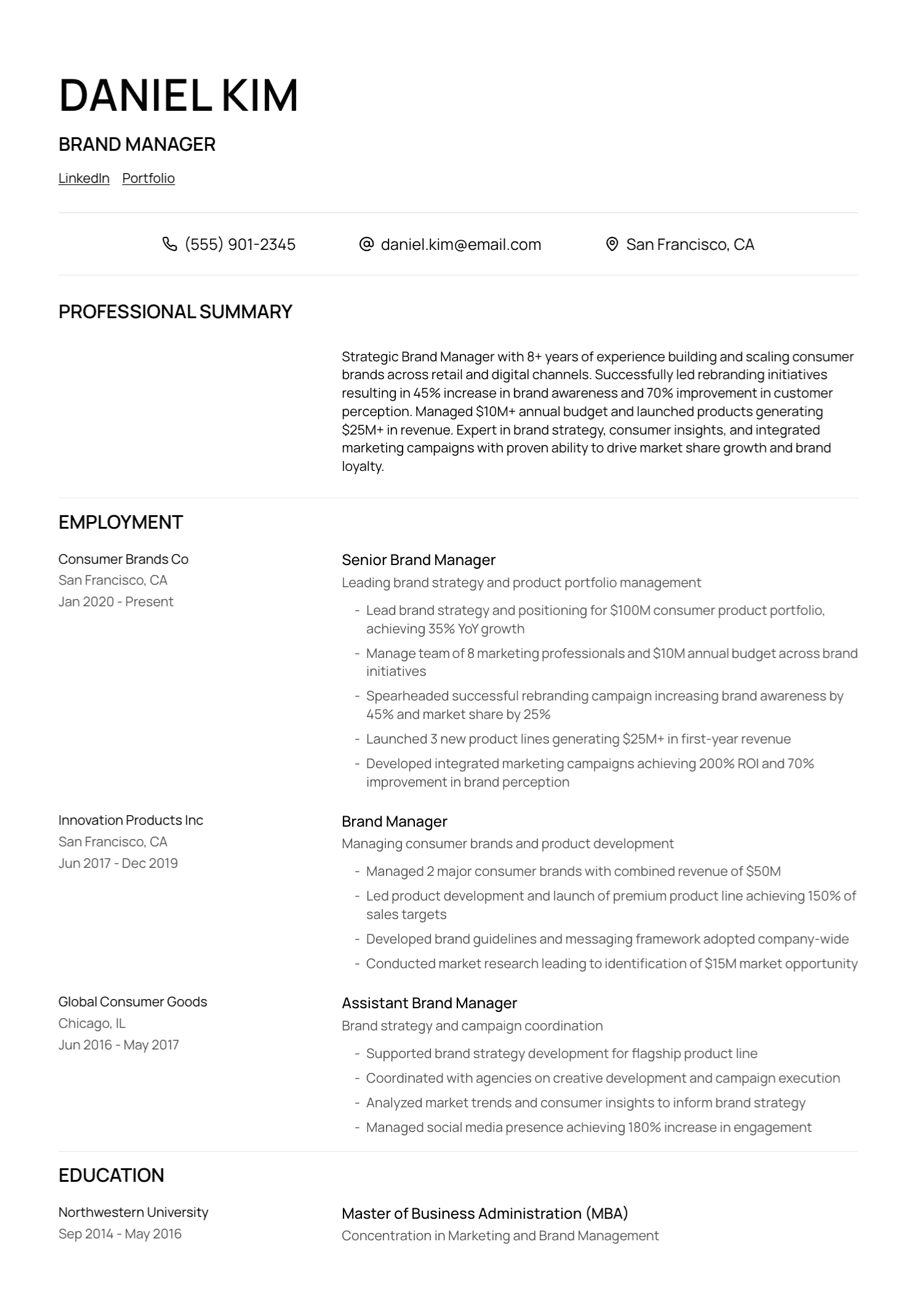 Modern Pro template example