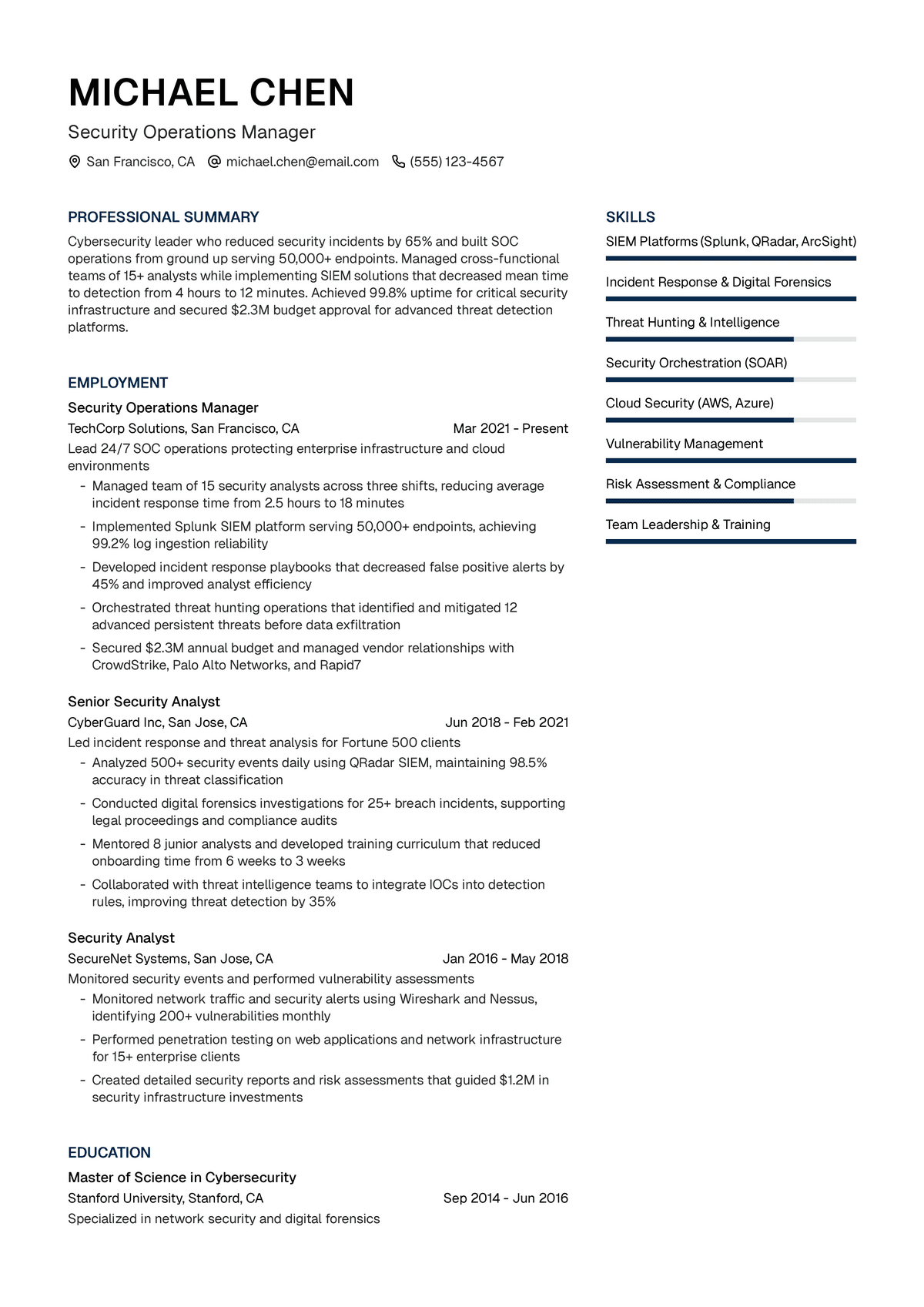Security Operations Manager Resume Example & Writing Guide | UseResume ...